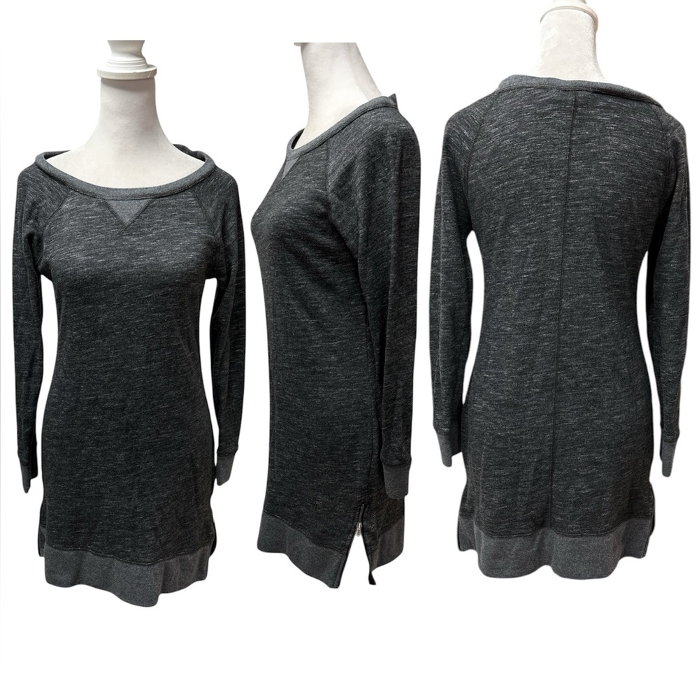 Banana Republic Heather Gray Long Sleeve Zip Sides Long Tunic Sweatshirt Size PS